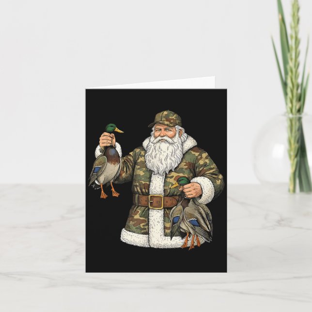 Camo Santa Mallard Duck Hunting Christmas Hunter G Card (Front)