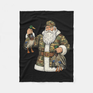 Camo Santa Mallard Duck Hunting Christmas Hunter G Fleece Blanket