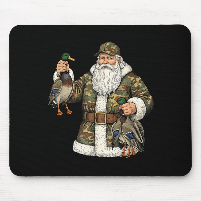 Camo Santa Mallard Duck Hunting Christmas Hunter G Mouse Pad (Front)
