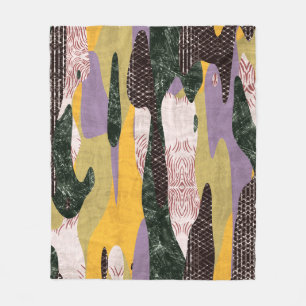 Camo Shapes: Vivid Collage Montage. Fleece Blanket