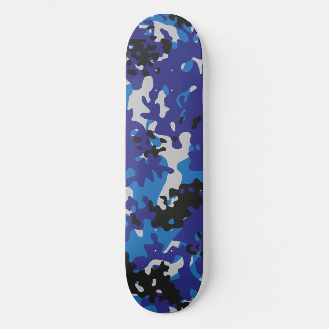 Camo Skateboard Blue White Black  (Front)