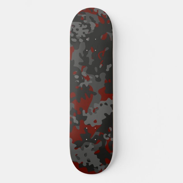 Camo Skateboard Red Black Gray (Front)