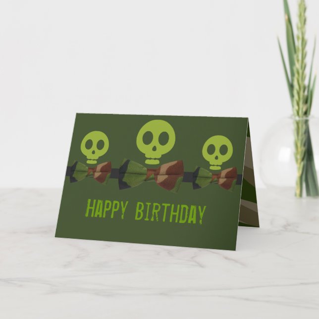 Camo Skeleton Birthday Card (Front)