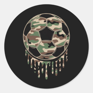 Camo Soccer Footbyll Drip Camouflage Coquette Classic Round Sticker