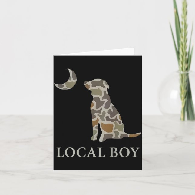 Camo Southern Local Boy Duck Hunting Black Lab Out Card (Front)