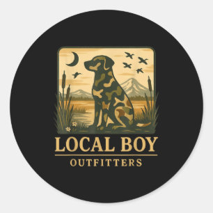 Camo Southern Local Boy Duck Hunting Black Lab Out Classic Round Sticker