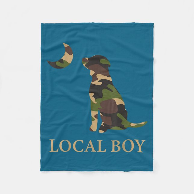 Camo Southern Local Boy Duck Hunting Black Lab Out Fleece Blanket (Front)