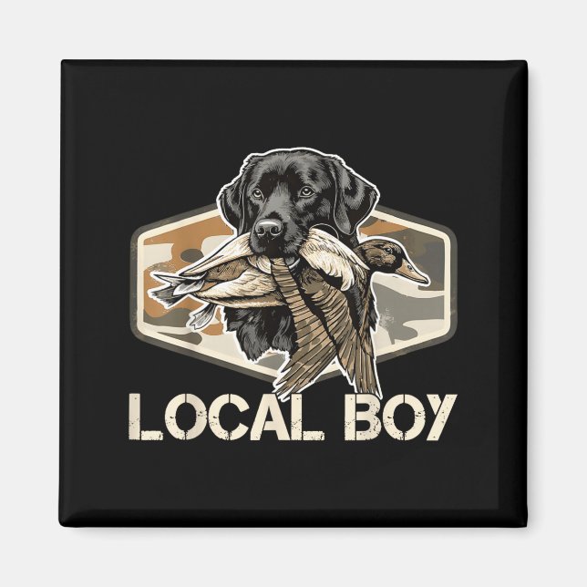Camo Southern Local Boy Duck Hunting Black Lab Out Magnet (Front)