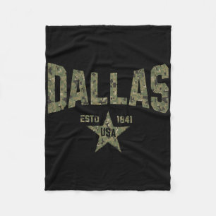 Camo Souvenir Usa Star Dallas Texas Fleece Blanket