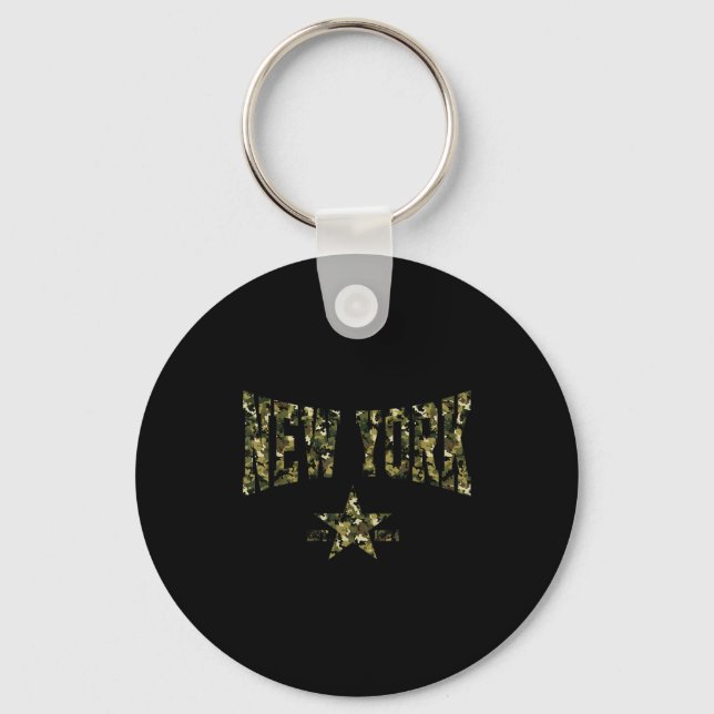 Camo Souvenir Usa Star New York Ny New York Men Wo Keychain (Front)