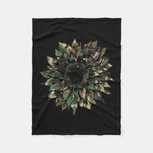 Camo Sunflower Hide Hunting Hippie Adventure Natur Fleece Blanket