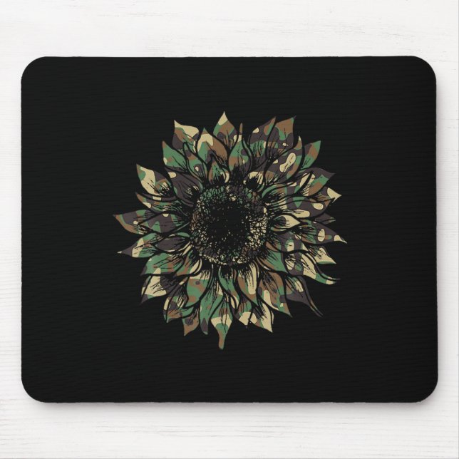 Camo Sunflower Hide Hunting Hippie Adventure Natur Mouse Pad (Front)