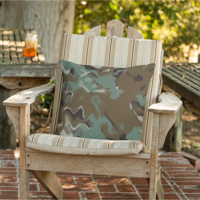 Camo Swirl Marble Abstract Outdoor Pillow (Chair)