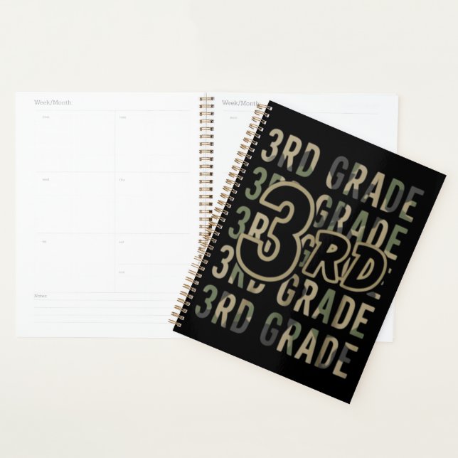 Camo Team 3rd Grade Squad Back To School Teacher  Planner (Display)