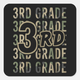 Camo Team 3rd Grade Squad Back To School Teacher  Square Sticker