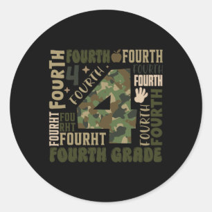Camo Team 4th Grade Squad Back To School Teacher K Classic Round Sticker