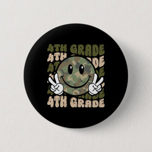 Camo Team 4th Grade Squad Bruh We Back Teacher Kid 2 Inch Round Button
