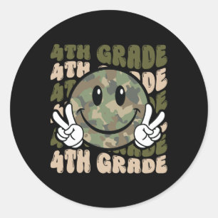 Camo Team 4th Grade Squad Bruh We Back Teacher Kid Classic Round Sticker