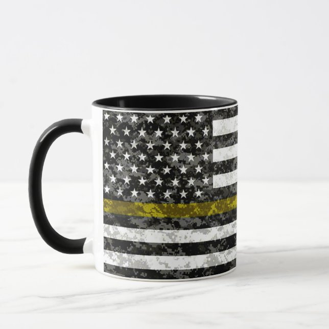Camo Thin Yellow Line Flag Mug (Left)