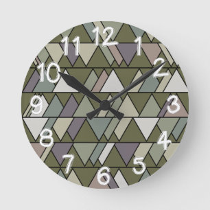 Camo Triangles Round Clock