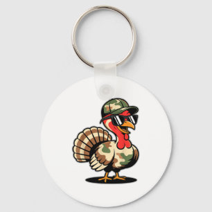 Camo Turkey Day Hunting Fall Thanksgiving Keychain