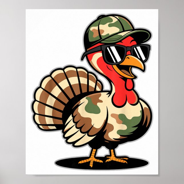 Camo Turkey Day Hunting Fall Thanksgiving  Poster (Front)