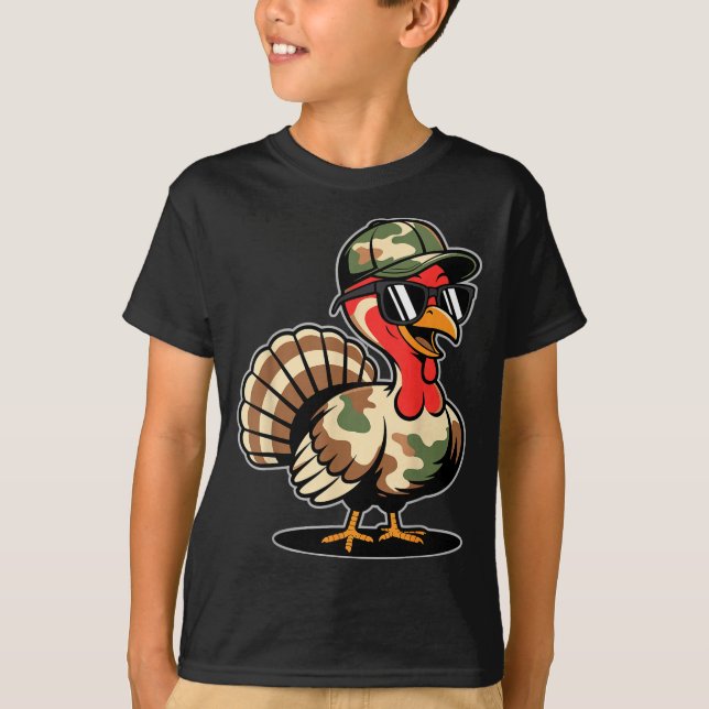 Camo Turkey Day Hunting Fall Thanksgiving  T-Shirt (Front)