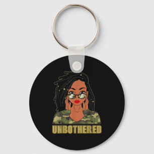 Camo Unbothered Black History Month Afro Loc’d Bla Keychain