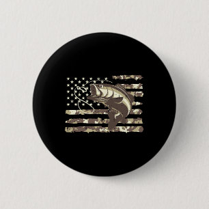 Camo Us Flag B Fish Cool Fishing Patriotic Men Wom 2 Inch Round Button