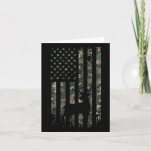 Camo Us Flag Deer Elk Buck Camouflage Hunting Hunt Card