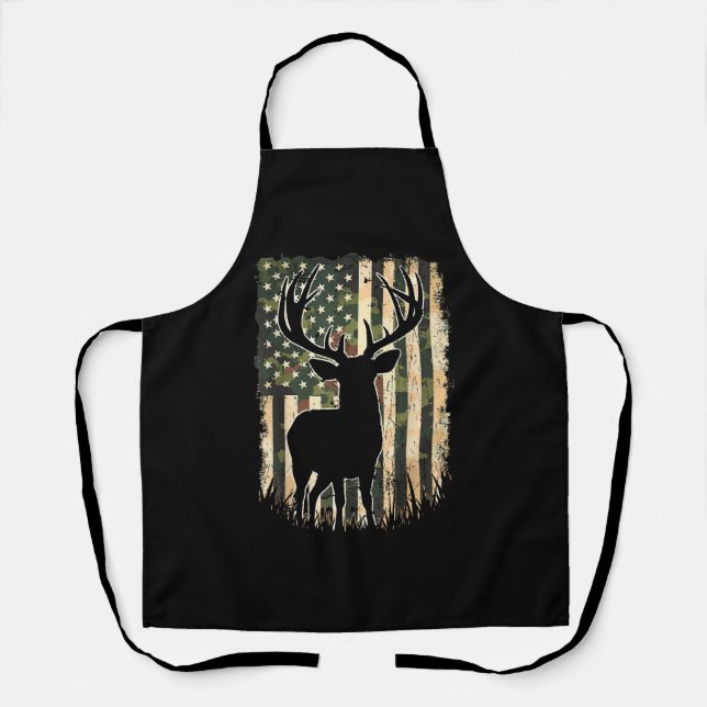 Camo US Flag Deer Hunting Camoflage Hunter Apron (Front)