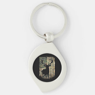 Camo US Flag Deer Hunting Camoflage Hunter Keychain