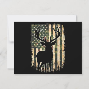 Camo US Flag Deer Hunting Camoflage Hunter Thank You Card