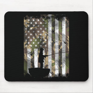 Camo Us Flag Fisherman Vintage Fishing Patriotic A Mouse Pad