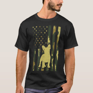 Camo US Flag French Bulldog Frenchie Patriot Dog L T-Shirt