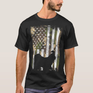 Camo Us Flag Shih Tzu Vintage Patriotic Dog  Owner T-Shirt
