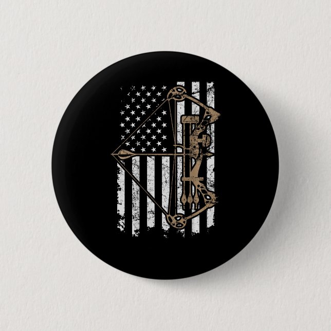 Camo Usa Flag Archery Compound Bow - Bow Hunter  2 Inch Round Button (Front)