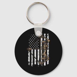 Camo Usa Flag Archery Compound Bow - Bow Hunter Keychain