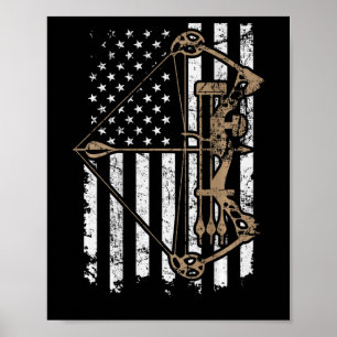 Camo Usa Flag Archery Compound Bow - Bow Hunter Poster