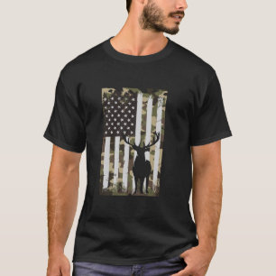 Camo USA Flag Deer Elk Buck Funny Camouflage Hunti T-Shirt
