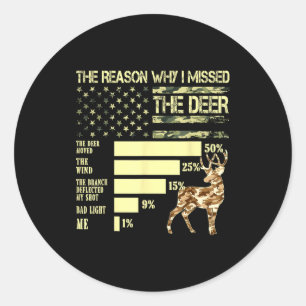 Camo Usa Flag Hunter Reasons Why I Missed The Deer Classic Round Sticker