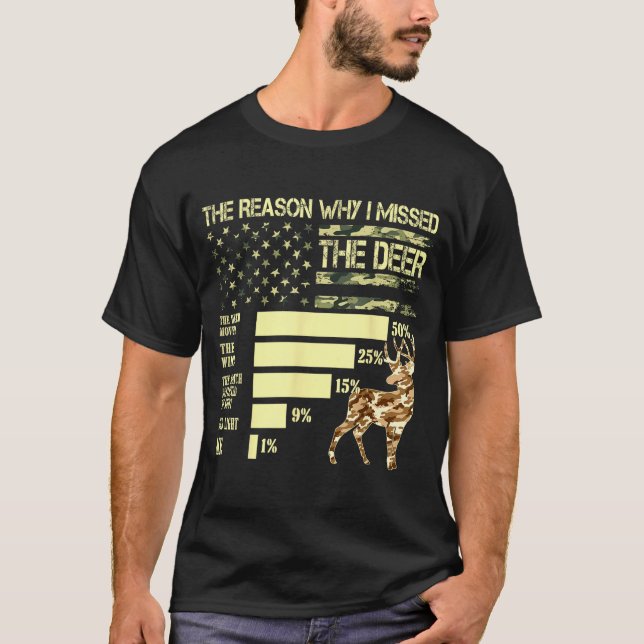 Camo Usa Flag Hunter Reasons Why I Missed The Deer T-Shirt (Front)