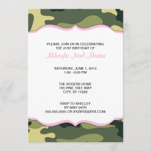 Camo vert avec Invitation de fête d'anniversaire r