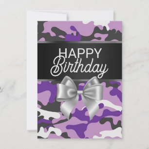 Camo Violet & Bow Joyeuse Carte Anniversaire