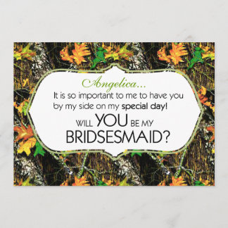 Camo Will You Be My Bridesmaid Invitation