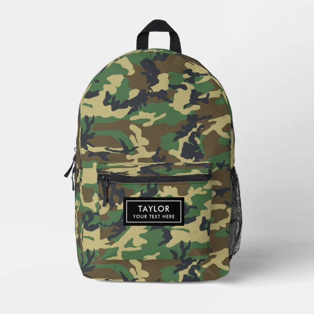 Camo Woodland Camouflage Printed Backpack (Front)