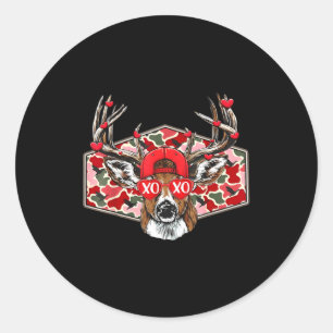 Camo Xoxo Valentine Buck Deer Hunting Season Famil Classic Round Sticker