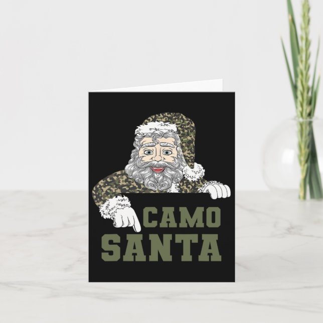 Camoflage Christmas Hunting Santa Camo Military Me Card (Front)