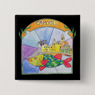 Camogli Fish 2 Inch Square Button