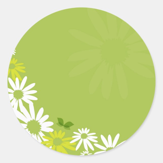 Camomile Flowers Classic Round Sticker (Front)